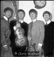 Photo of BEATLES April 1963 George Harrison, Paul McCartney, John Lennon and RingoStarr at Royal Albert Hall in London.