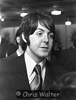Photo of The Beatles 1968 Paul McCartney at a press conference at the Royal Garden Hotel, London  to publicise the Leicester Arts Festival.