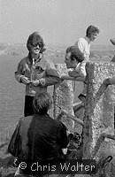 Photo of Beatles George Harrison and John Lennon during filming of Magical Mystery Tour