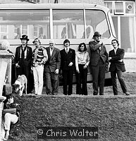 Photo of Beatles 1967 Magical Mystery Tour in Newquay, Cornwall. John Lennon, Ringo Starr, Mal Evans and Neil Aspinall