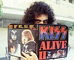 Photo of Kiss 1978 Gene Simmons promotes the second Kiss Alive<br>© Chris Walter<br>